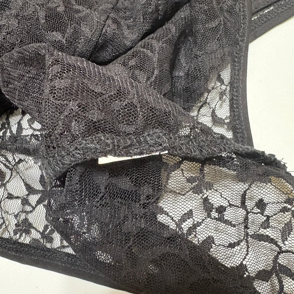 Womens Fairy Grunge Whimsigoth Sheer Floral Lace Corset Top Sz Medium Black Edgy